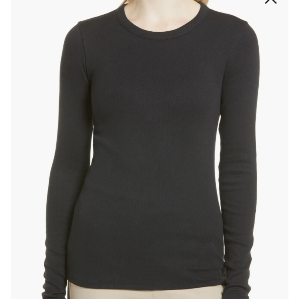 Nordstrom Long Sleeve Ribbed Tee Black